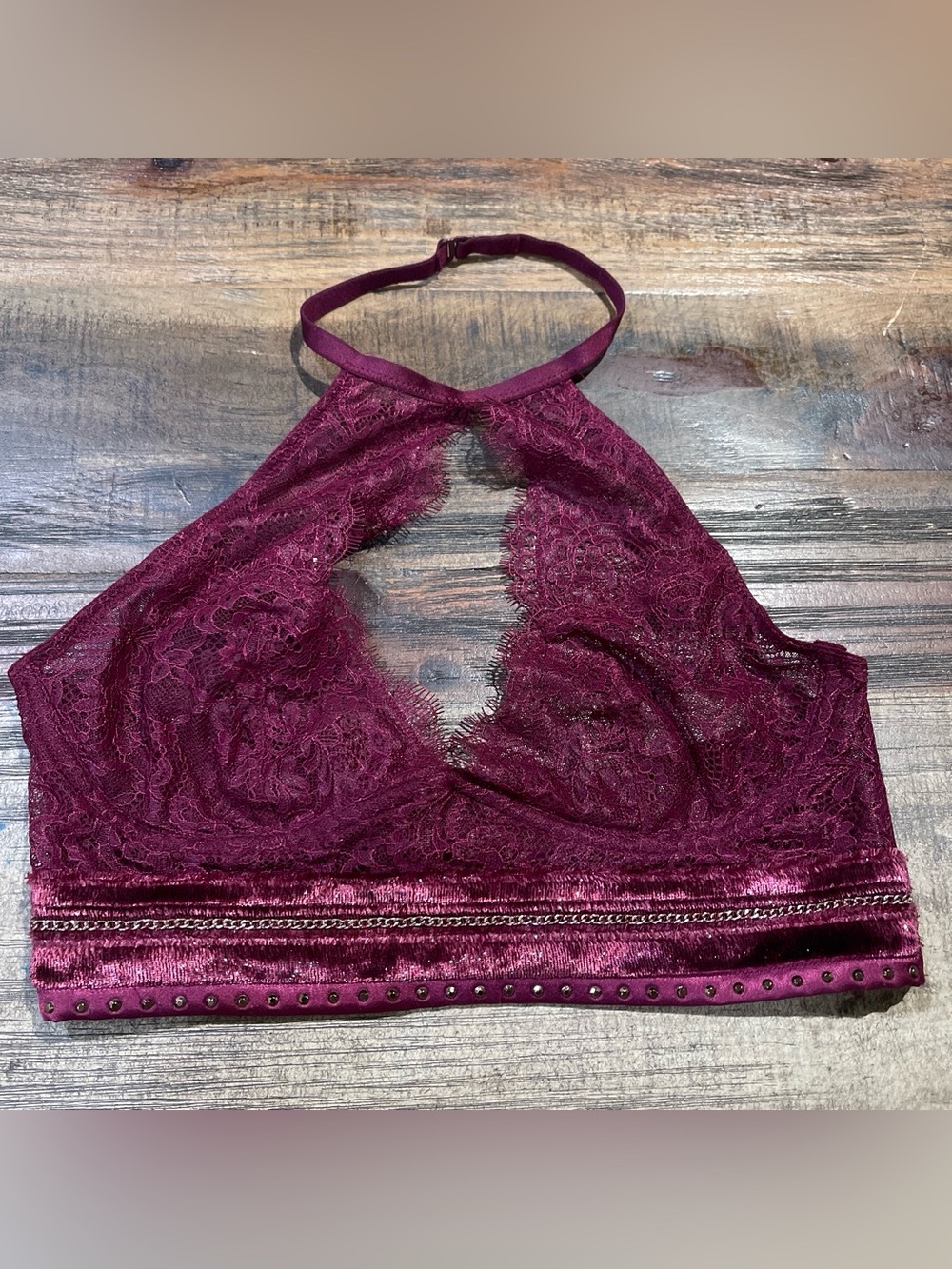 Victoria's Secret Burgundy Lace Halter Bralette